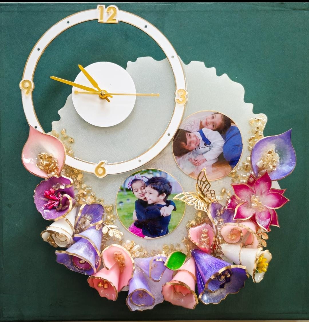 Resin Floral 3D Clock