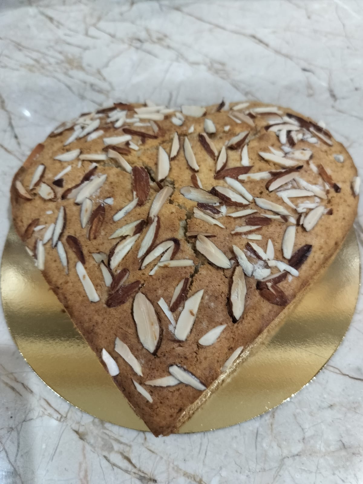 Heart Shape Mawa Almonds Cake