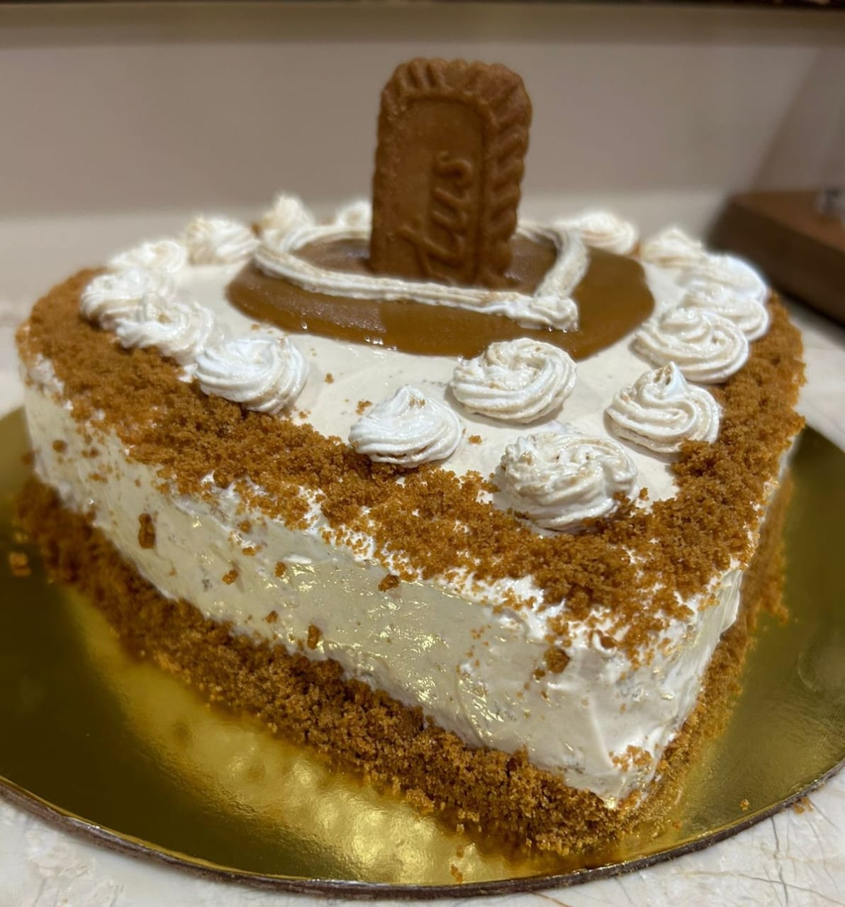 Heart Shape Lotus Biscoff Cake