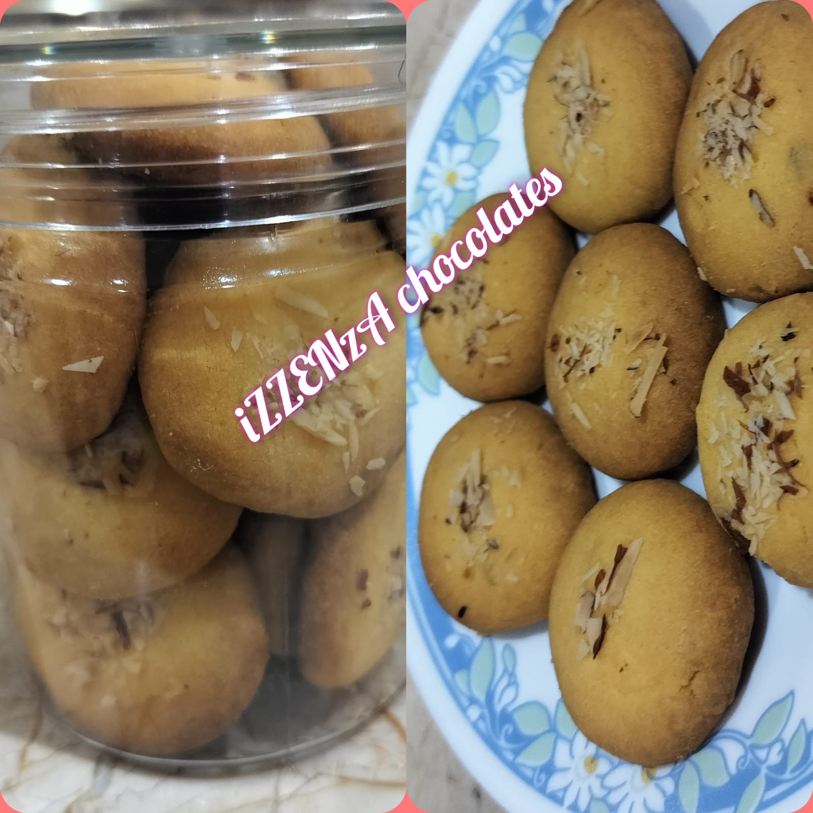 Eggless Crispy Almond Cookies.